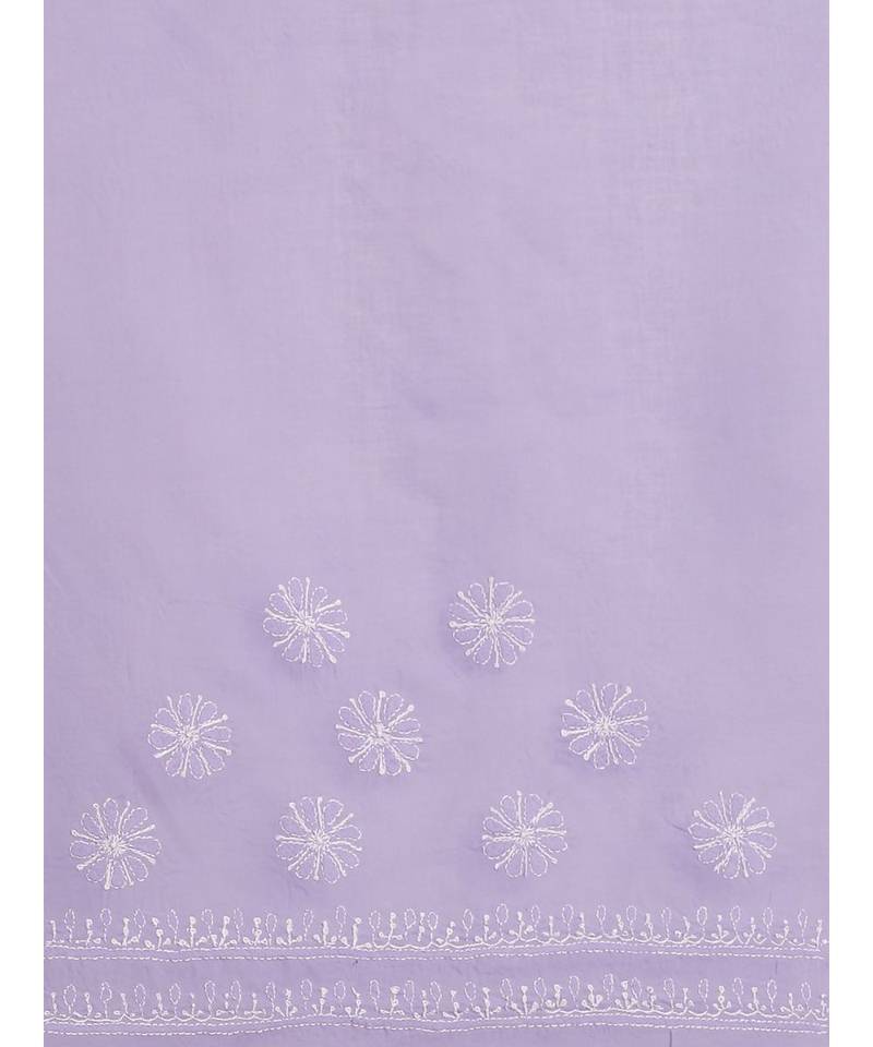 Ada Hand Embroidered Lavender Cotton Lucknow Chikan Saree With Blouse-A311249