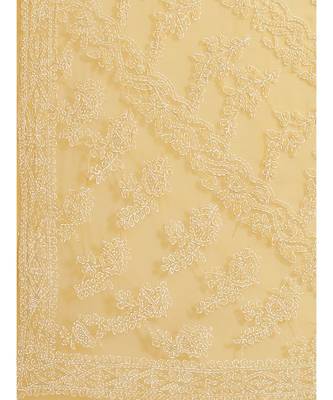 Ada Hand Embroidered Mustard Georgette Lucknow Chikan Saree With Blouse- A483332 3