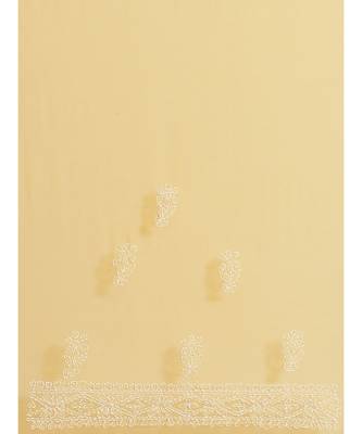 Ada Hand Embroidered Mustard Georgette Lucknow Chikan Saree With Blouse- A483332 5