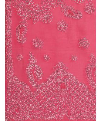 Ada Hand Embroidered Magenta Cotton Lucknow Chikan Saree With Blouse- A311155 3