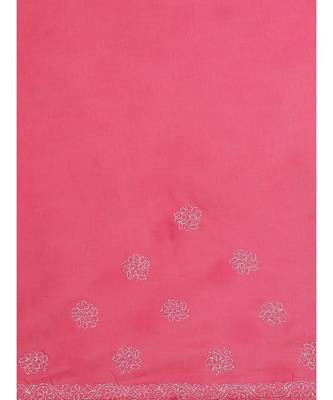 Ada Hand Embroidered Magenta Cotton Lucknow Chikan Saree With Blouse- A311155 5
