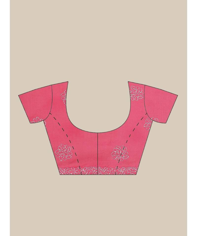 Ada Hand Embroidered Magenta Cotton Lucknow Chikan Saree With Blouse- A311155