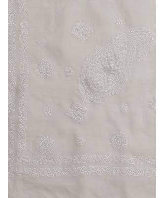 Ada Hand Embroidered Grey Cotton Chikankari Women Saree With Blouse   A311230 3