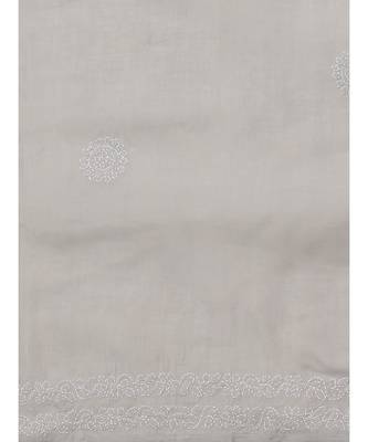 Ada Hand Embroidered Grey Cotton Chikankari Women Saree With Blouse   A311230 4