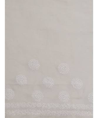 Ada Hand Embroidered Grey Cotton Chikankari Women Saree With Blouse   A311230 5