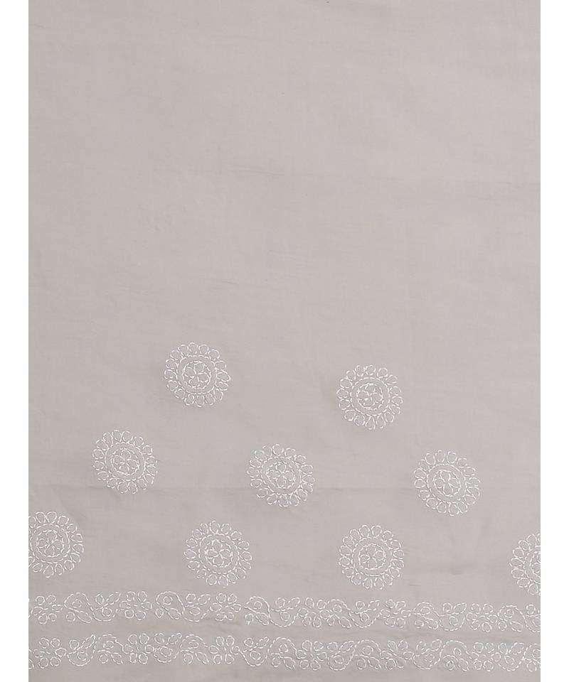 Ada Hand Embroidered Grey Cotton Chikankari Women Saree With Blouse   A311230