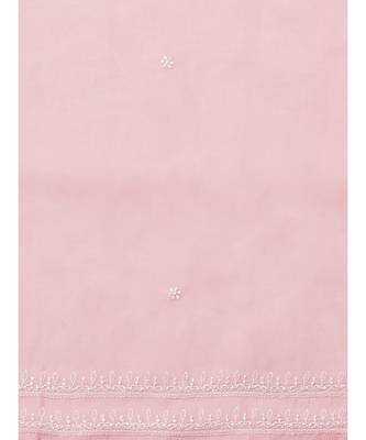 Ada Hand Embroidered Pink Cotton Lucknow Chikan Women Saree With Blouse - A311252 4