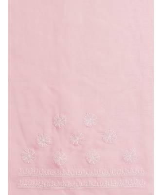 Ada Hand Embroidered Pink Cotton Lucknow Chikan Women Saree With Blouse - A311252 5