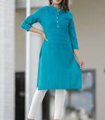 Green plain cotton cotton-kurtis