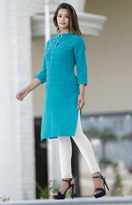 Green plain cotton cotton-kurtis 2