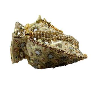 Wristlets Ethnic Potli For Women Party Wear Designer Matka Rajasthani Style Royal Mirror Work Potli Bags - Golden 3
