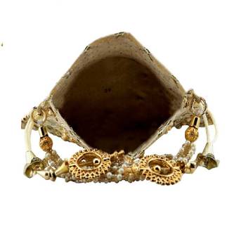 Wristlets Ethnic Potli For Women Party Wear Designer Matka Rajasthani Style Royal Mirror Work Potli Bags - Golden 4