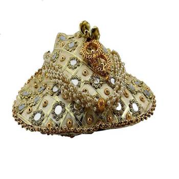 Wristlets Ethnic Potli For Women Party Wear Designer Matka Rajasthani Style Royal Mirror Work Potli Bags - Golden 5
