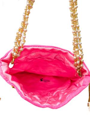 Wristlets Ethnic Potli For Women Party Wear Designer Matka Rajasthani Style Royal Mirror Work Potli Bags - Light Pink 4