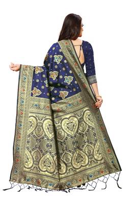blue artsilk zariwork  sarees 3