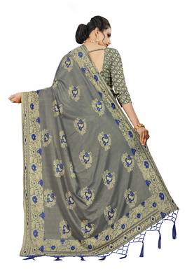 Grey Art Silk   Embroidered    Saree With Blouse For Women 3