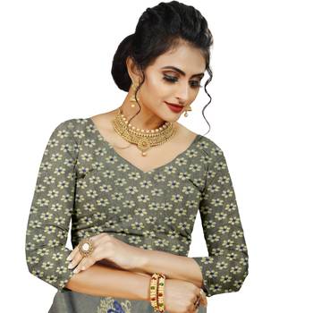 Grey Art Silk   Embroidered    Saree With Blouse For Women 4