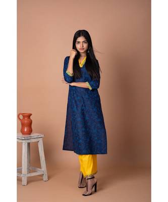 En Vogue Printed High Collar Kurta With Bottom 1