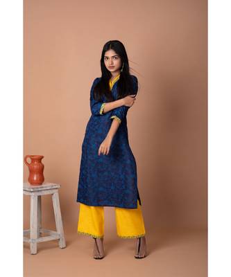 En Vogue Printed High Collar Kurta With Bottom 4