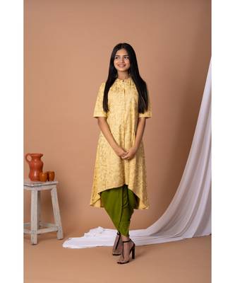 En Vogue Viscose Metallic Printed Kurta With Dhoti 1