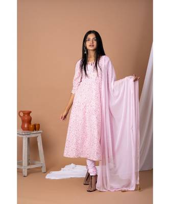 En Vogue Kalidar Printed And Embroidered Kurta Set With Dupatta 1