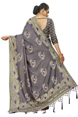 Purple Art Silk   Embroidered    Saree With Blouse For Women 3