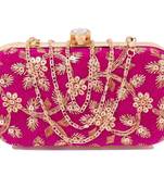 Handicraft Partwear Hand Embroidered Box Clutch Bag Purse For Bridal, Casual, Party, Wedding - Pink