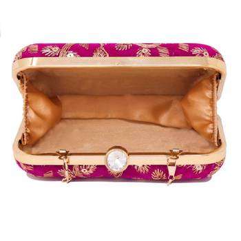 Handicraft Partwear Hand Embroidered Box Clutch Bag Purse For Bridal, Casual, Party, Wedding - Pink 4