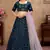Blue foilage print georgette semi stitched bridal lehenga