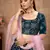 Blue foilage print georgette semi stitched bridal lehenga