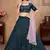 Blue foilage print georgette semi stitched bridal lehenga