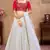 White Metallic foilage print georgette semi stitched bridal lehenga