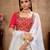 White Metallic foilage print georgette semi stitched bridal lehenga