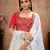 White Metallic foilage print georgette semi stitched bridal lehenga