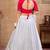 White Metallic foilage print georgette semi stitched bridal lehenga