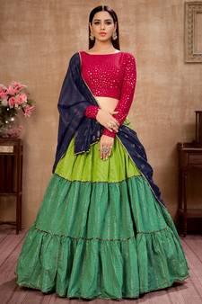 green sequins embroidered cotton se