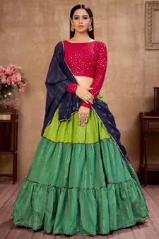 green sequins embroidered cotton se
