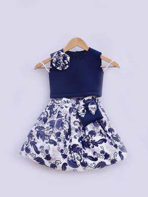 Blue Lycra Top with Printed Skirt 2