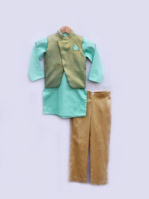 Brocade Nehru Jacket with Kurta and Pant 1