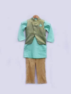 Brocade Nehru Jacket with Kurta and Pant 2