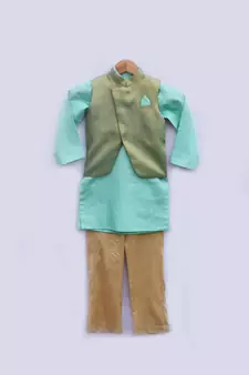 Brocade Nehru Jacket with Kurta and Pant