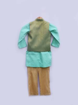 Brocade Nehru Jacket with Kurta and Pant 3