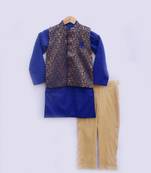 Brocade Nehru Jacket with Blue Kurta and Pant