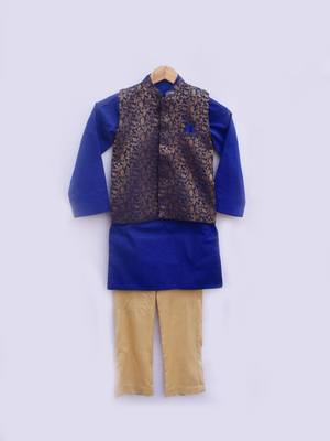 Brocade Nehru Jacket with Blue Kurta and Pant 2