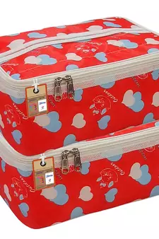 atorakushon    Fabric Women Makeup Storage Box Travel Vanity Cosmetic Bag Organizer Jewellery Pouch Pack of 2 Multicolor