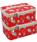 atorakushon    Fabric Women Makeup Storage Box Travel Vanity Cosmetic Bag Organizer Jewellery Pouch Pack of 2 Multicolor