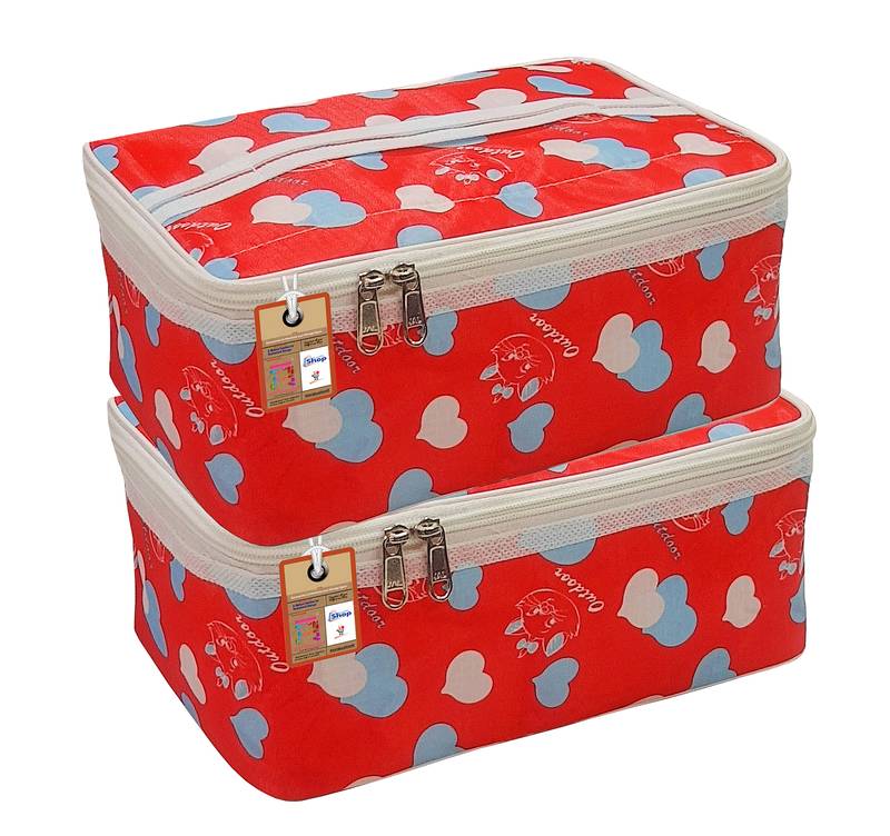 atorakushon    Fabric Women Makeup Storage Box Travel Vanity Cosmetic Bag Organizer Jewellery Pouch Pack of 2 Multicolor