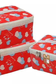 atorakushon    Fabric Women Makeup Storage Box Travel Vanity Cosmetic Bag Organizer Jewellery Pouch Pack of 3 Multicolor