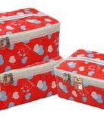 atorakushon    Fabric Women Makeup Storage Box Travel Vanity Cosmetic Bag Organizer Jewellery Pouch Pack of 3 Multicolor