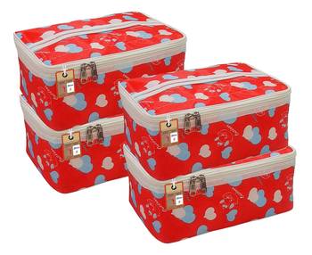 atorakushon    Fabric Women Makeup Storage Box Travel Vanity Cosmetic Bag Organizer Jewellery Pouch Pack of 4 Multicolor 1